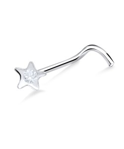 Star Shine Shaped Silver Curved Nose Stud NSKB-142